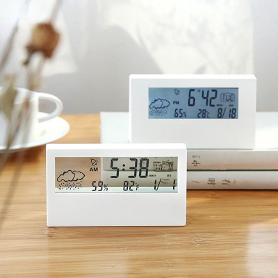 [ Tặng kèm pin ] Đồng hồ báo thức trong suốt decor trang trí phòng - Tích hợp Nhiệt kế đo nhiệt độ, Độ ẩm, đồng hồ nhiệt độ phòng Kỹ thuật số