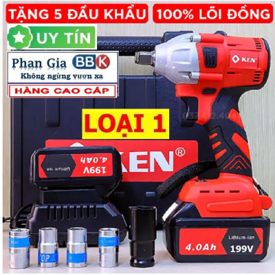 Máy Siết Bulong 199V Đầu 2 Trong 1, Máy Bắn Bulong Không Chổi Than Khoan Tường Bắn Vít Mở Ốc Xe Pin Khỏe