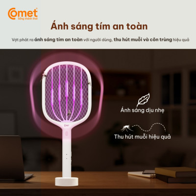 Vợt muỗi điện Comet CP049 Pin Lithium 500mAh sạc 2h dùng 10 ngày BH 12T cổng sạc type C