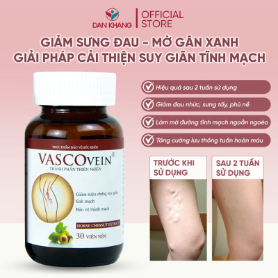 Liệu trình suy giãn tĩnh mạch Vascovein Dân Khang 4 món (3 viên uống và 1 kem) giúp giảm sưng đau tê phù chân