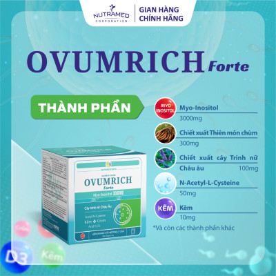 Ovumrich Forte giúp bổ sung Myo-inositol, vitamin và khoáng chất cần thiết cho phụ nữ thả bầu (30 gói) - Nutramed
