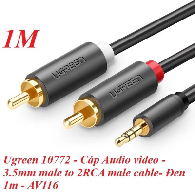 Ugreen UG10772AV102TK 1M màu Đen Cáp âm thanh 2 đầu Bông sen sang 3.5mm dương - HÀNG CHÍNH HÃNG