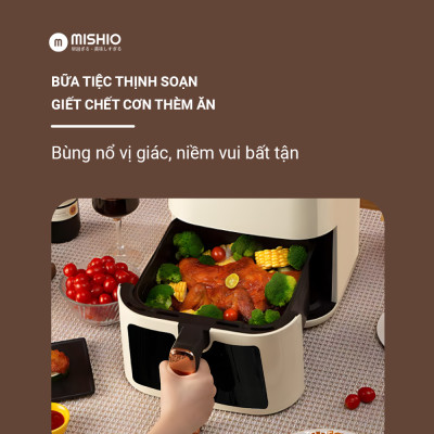 Nồi Chiên Không Dầu 8 Lít Mishio MK391 - Dung Tích Khổng Lồ, Nướng Nguyên Con Gà, Giá Cực Rẻ - Hàng chính hãng