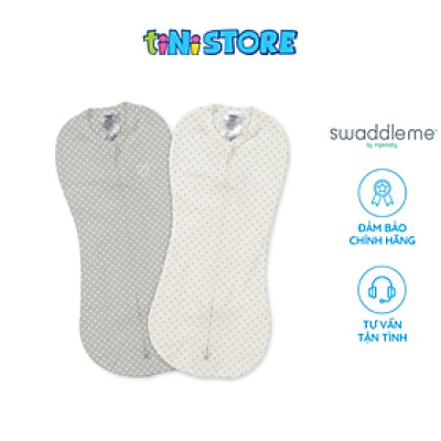 Set 2 Khăn Quấn Màu Xám/ Trắng Chấm Bi SwaddleMe 56156BDSV