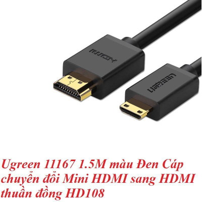 Ugreen UG11167HD108TK 1.5M 4K 60hz 2.0 Cáp Mini HDMI sang HDMI thuần đồng màu Đen - HÀNG CHÍNH HÃNG