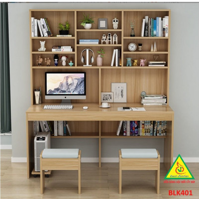 Bàn làm việc, bàn học liền kệ gỗ MDF BLK401 - Nội thất lắp ráp Viễn Đông Adv