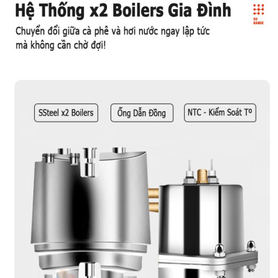 Máy Pha Cà Phê Espresso Gemilai CRM3007I Chuyên Nghiệp Thương Mại, Kiểm Soát Nhiệt Độ Pha Tùy Ý, Pha Cafe Espresso 58mm, Định Lượng Tùy Ý, Hàng Chính Hãng