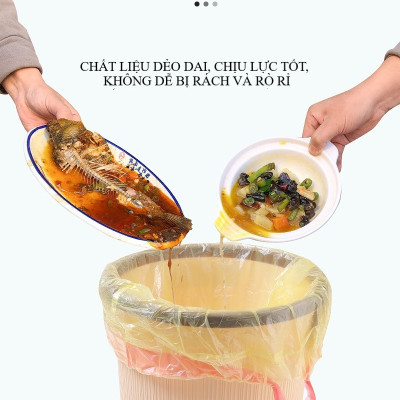 5 cuộn túi rác có dây để rút khử mùi hôi - Màu giao ngẫu nhiên