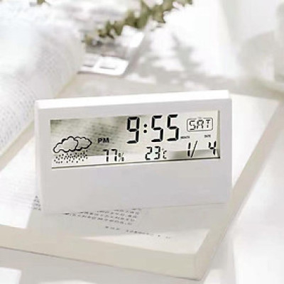 [ Tặng kèm pin ] Đồng hồ báo thức trong suốt decor trang trí phòng - Tích hợp Nhiệt kế đo nhiệt độ, Độ ẩm, đồng hồ nhiệt độ phòng Kỹ thuật số