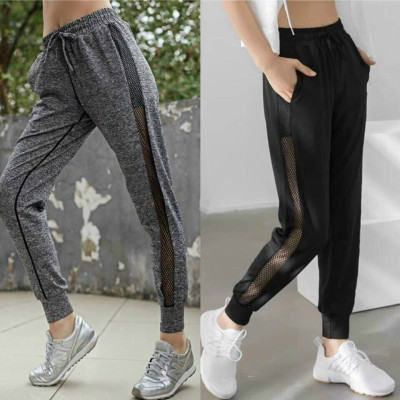 Quần Tập Gym Yoga Thể Thao Nữ Jogger Phối Lưới Màu Đen