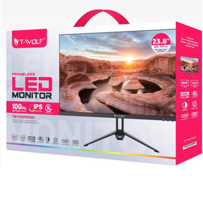 Màn hình LCD T-WOLF TW-F24IFHD100 Gaming (Phẳng 24″/IPS/Full-HD 1920×1080/100Hz/5ms/VGA-HDMI) - Hàng Chính Hãng