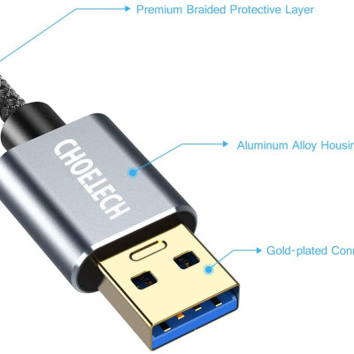 Dây Cáp Nối Dài USB 3.0 Dài 2M CHOETECH XAA001-BK - Hàng Chính Hãng