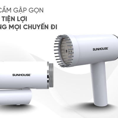 Bàn là hơi cầm tay Sunhouse SHD2176, Công suất 1000W, Mặt bàn là phủ chống dính, Tây cầm gấp gọn, Tự động ngắt khi quá nhiệt, Bảo hành 12 tháng - Hàng chính hãng