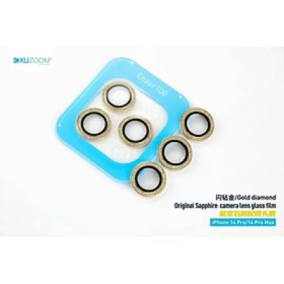 Bộ miếng dán kính cường lực Camera Diamond nhũ đá cho iPhone 14 Pro/ 14 Pro Max hiệu Kuzoom Lens Ring - Hàng nhập khẩu