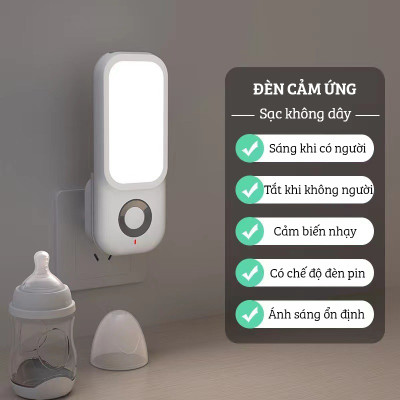 Đèn Ngủ Cảm Ứng Thông Minh Sử Dụng Pin Sạc FEIDASH TB-38SL - Cảm Ứng Nhạy Bén Khi Có Chuyển Động - Chiếu Sáng Đa Chức Năng, Có Thể Cầm Tay Sử Dụng Như Đèn Pin - Sạc Bằng Cáp Sạc USB-C Và Sạc Không Dây Qua Đốc Sạc Adapter 