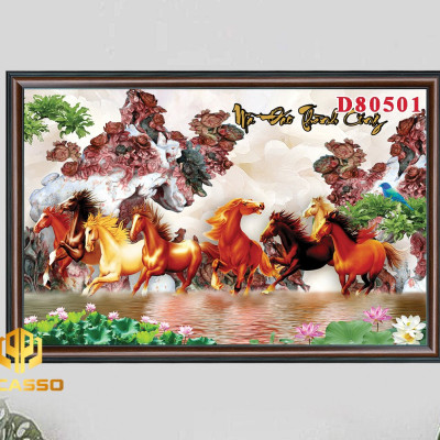 D805 31 Tranh kính Bát mã tung hoành (Được chọn mẫu)