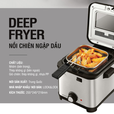 Nồi Chiên Ngập Dầu Lock&Lock EJF716SLV (1.5 Lít) - Hàng chính hãng