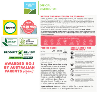 Sữa công thức Hữu cơ Nutura Organic Số 2