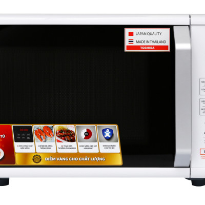 Lò vi sóng Toshiba ER-SS23(W1)VN - Dung tích 23L - Công suất 800W - Xuất xứ Thái Lan, 11 Mức công suất, 8 thực đơn tự động, Chức năng rã đông nhanh và thuận tiện, Bảng điều khiển Tiếng Việt - Hàng chính hãng, bảo hành 12 tháng, chất lượng Nhật Bản