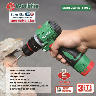 [LOẠI 1] Máy khoan pin Workfix 16.8V-(WF-ID1610BL)- 3 Chức năng - Khoan gỗ, khoan tường