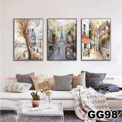 Tranh treo tường canvas 3 bức phong cách hiện đại Bắc Âu 194, tranh decor trang trí phòng khách, phòng ngủ, phòng ăn