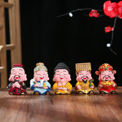 Bộ 5 Tượng Thần Tài "Phúc - Lộc - Thọ -Tài - Hỷ" Mini Trang Trí Sen Đá, Nhà, Sân Vườn