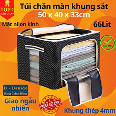Túi vải đựng quần áo chăn màn khung sắt gấp gọn cỡ đại 66L - Túi vải đựng đồ đa năng chống thấm nhiều mẫu mã, họa tiết cao cấp - Hàng chính hãng D Danido