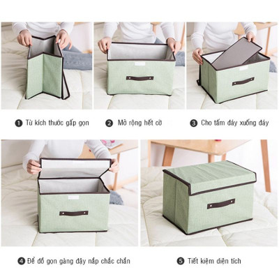 Combo 2 Hộp Vải ĐựngQuần Áo , Vật Dụng Có Thể Xếp Gọn Khi Không Sử Dụng - Chính Hãng GROFA