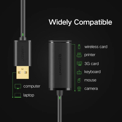 Ugreen UG10321US121TK 10M màu Đen Cáp tín hiệu nối dài USB 2.0 có chip khuếch đại cao cấp - HÀNG CHÍNH HÃNG