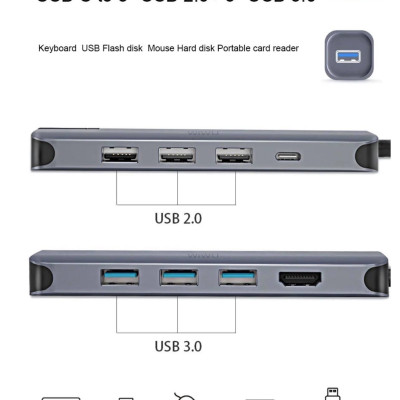 BỘ CHUYỂN WIWU ALPHA 12 IN 1 USB TYPE C HUB Chỉ Truyền Dữ Liệu, Không Được Hỗ Trợ Nguồn Điện - Hàng Chính Hãng 