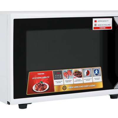 Lò vi sóng Toshiba ER-SS23(W1)VN - Dung tích 23L - Công suất 800W - Xuất xứ Thái Lan, 11 Mức công suất, 8 thực đơn tự động, Chức năng rã đông nhanh và thuận tiện, Bảng điều khiển Tiếng Việt - Hàng chính hãng, bảo hành 12 tháng, chất lượng Nhật Bản
