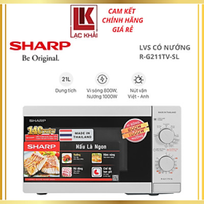 Lò vi sóng có nướng Sharp R-G211TV-SL 21 lít - Hàng chính hãng - Bảo hành 12 tháng