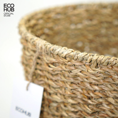 Giỏ cói ECOHUB hình trụ đựng đồ sắp xếp, ngăn nắp, gọn gàng, có thể đựng rác văn phòng