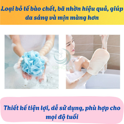 Bộ Găng Tẩy Da Chết + Dây Kỳ Lưng + Bông Tắm Bộ Chăm Sóc Da Body Chuyên Sâu Combo Tắm Sạch - Da Mịn 3 Trong 1