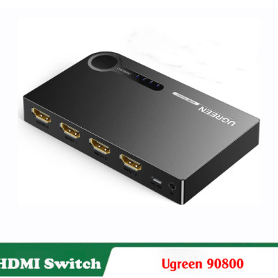 Ugreen 90800 4K60Hz Bộ gộp HDMI 2.0 3 vào 1 ra kèm cáp cấp nguồn USB-C dài 1M + remote cm598 - Hàng chính hãng