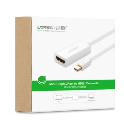 Ugreen UG10460MD112TK 18CM màu Trắng Cáp chuyển đổi Mini DP sang HDMI hỗ trợ phân giải 1920x1080 - HÀNG CHÍNH HÃNG