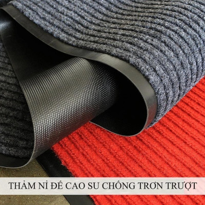 Thảm chùi chân Cao Cấp đế chống trượt dạng sọc Stripmate Màu Xám đen / Xám đỏ nhiều size