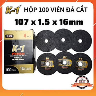 Hộp 100 viên ĐÁ CẮT SẮT 1 TẤC | Đá cắt K1 đen | Đá cắt sắt phi 100