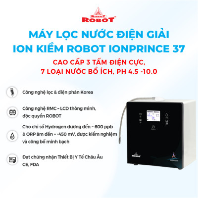 Máy Lọc Nước Điện Giải Ion Kiềm ROBOT IonPrince 37 - Bộ Điện Phân Korea Với 3 Tấm Điện Cực Titanium - Hàng Chính Hãng