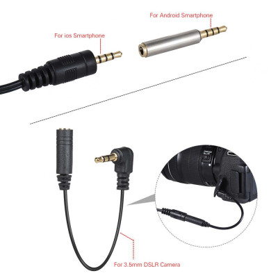 ROGTZ - Micro thu âm Arimic cài áo Thu âm đa hướng Dây mềm 1.5m Tương thích Điện thoại, Máy ảnh Bông lọc micro Giắc cắm 3.5mm TRRS Adapter 4 khấc Túi da đựng - Hàng chính hãng