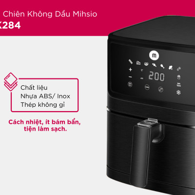 Nồi chiên không dầu 5.5L điện tử Mishio MK284 - Hàng chính hãng