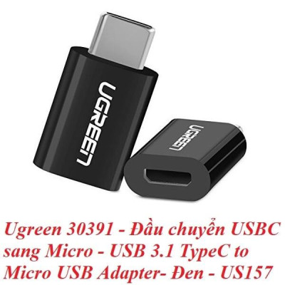 Ugreen UG30391US157TK Màu Đen Đầu chuyển đổi TYPE C sang MICRO USB vỏ nhựa ABS - HÀNG CHÍNH HÃNG