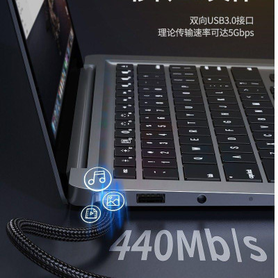 Ugreen UG80789US373TK 0.5M Cáp USB 3.0 Type-A hai đầu dương dây bọc dù màu đen - HÀNG CHÍNH HÃNG