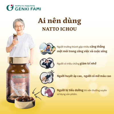 Combo 2 Hộp Viên Uống Bổ Não, Ngừa Đột Quỵ Tai Biến, Giúp Ngủ Ngon Nattokinase 3000FU Natto Ichou Genki Fami Nhật Bản