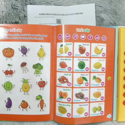 Đồ Chơi Bảng Nói Điện Tử Song Ngữ Anh - Việt 24 Trang Cho Bé Phát Triển Ngôn Ngữ Tặng Kèm 3 Pin Và Bút Nhấn