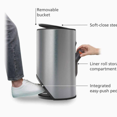 Thùng rác đạp Joseph Joseph ARC 10L BIN – STAINLESS STEEL 30152 màu inox