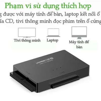 Ugreen UG30353US160TK Bộ chuyển đổi USB 3.0 sang SATA + IDE cao cấp - HÀNG CHÍNH HÃNG