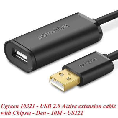 Ugreen UG10321US121TK 10M màu Đen Cáp tín hiệu nối dài USB 2.0 có chip khuếch đại cao cấp - HÀNG CHÍNH HÃNG