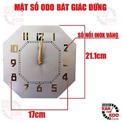 Mặt Đồng Hồ Odo Bát Giác Đứng 21.1cm – Nhôm Inox Xi Vàng – Phục Chế Đồng Hồ Cổ – Kankoo chính hãƞg
