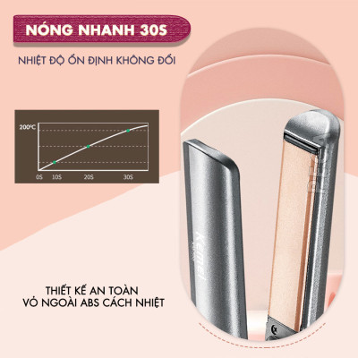 Máy duỗi tóc không dây Kemei KM-555 chuyên nghiệp điều chỉnh 4 mức nhiệt độ phù hợp mọi loại tóc - Hàng chính hãng